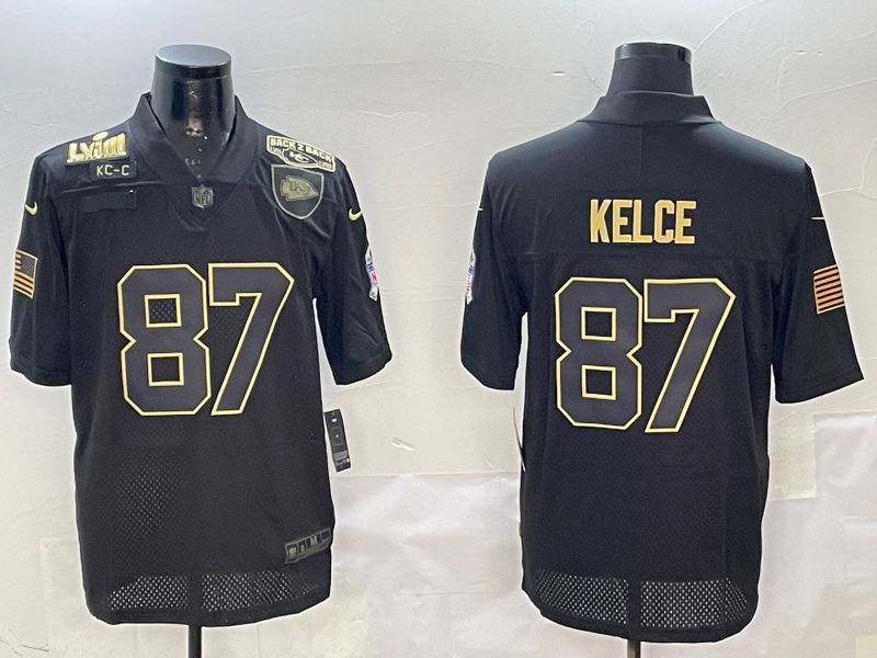 Men Kansas City Chiefs #87 Kelce Black 2025 Nike Salute to Service Limited NFL Jersey style 3